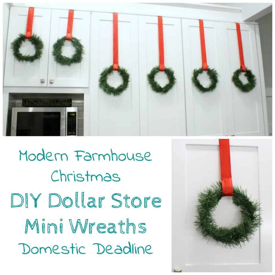 DIY Dollar Store Mini Wreaths - Modern Farmhouse Christmas - Domestic Deadline