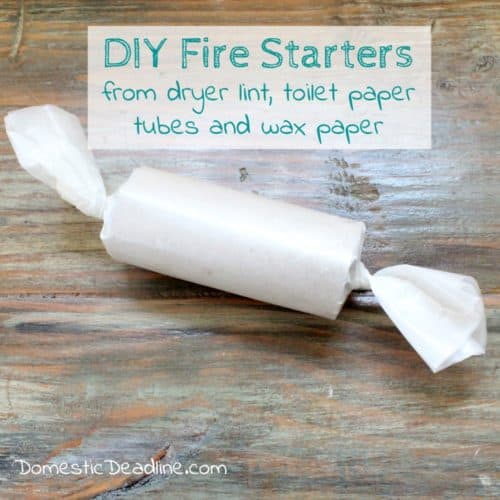 These easy DIY fire starters with dryer lint and toilet paper tubes are a great way to use things that would otherwise go in the trash. Wrapped in wax paper to ignite the fire