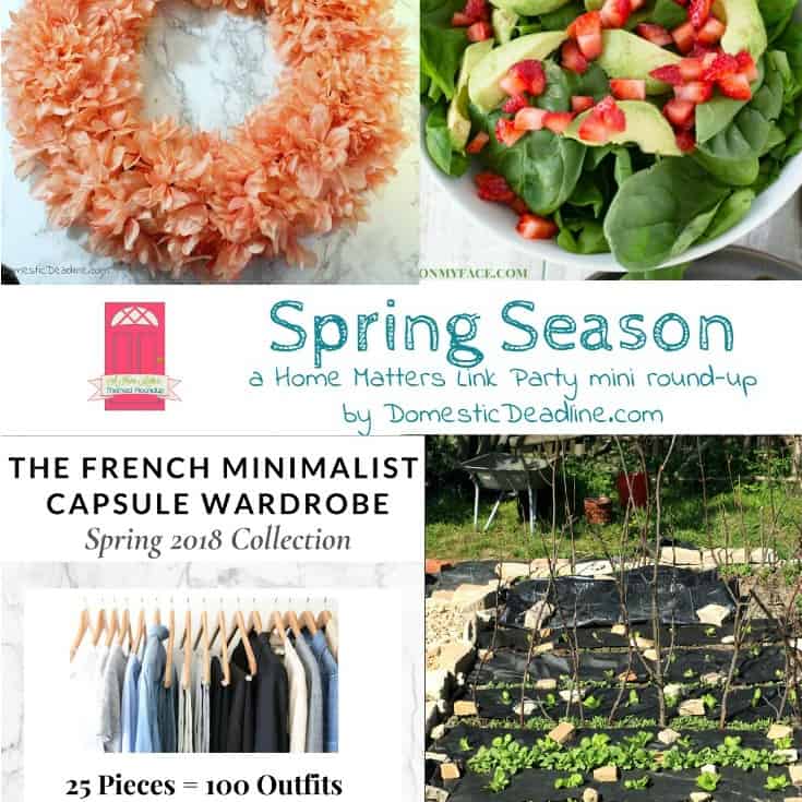 The spring season is just around the corner with all its freshness and beauty. Let your creativity be inspired by these fun and fabulous ideas to make the most of your home this spring. Plus link up at Home Matters with recipes, DIY, crafts, decor. - Domestic Deadline