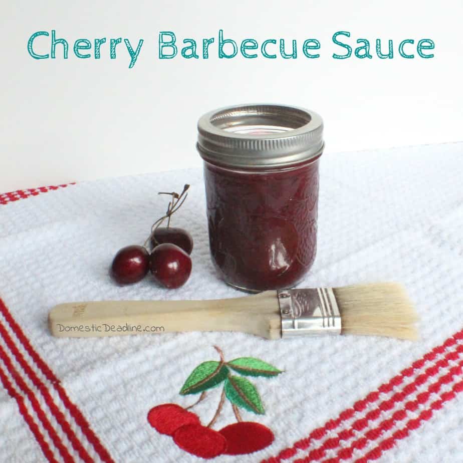 Using fresh cherries to make a sweet and tangy cherry barbecue sauce great for pork or chicken. Can the sauce and use all year long www.domesticdeadline.com