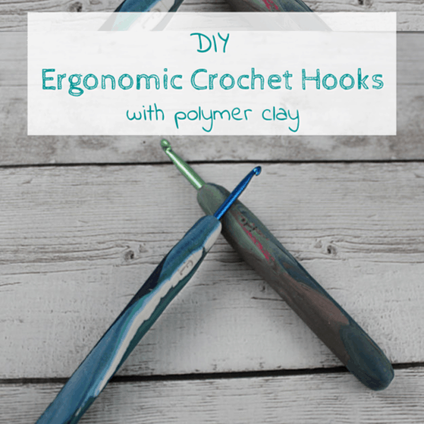 DIY ergonomic crochet hooks using polymer clay. Make your own to reduce fatigue. www.domesticdeadline.com