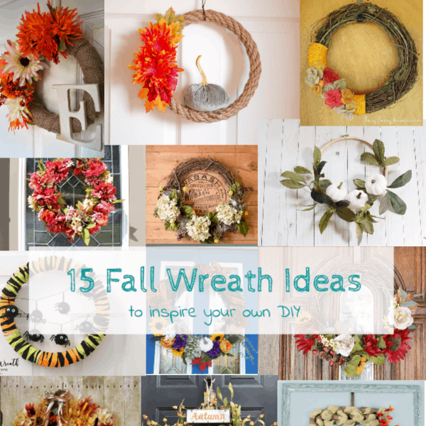 15 fall wreath ideas to inspire you to DIY your own Halloween or fall wreath for the season. Hoop, burplap, grapevines, flowers and more! www.domesticdeadline.com