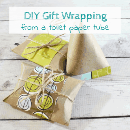 Customize an empty toilet paper tube for easy DIY gift wrapping this holiday season. Two styles perfect for wrapping small gifts. www.domesticdeadline.com