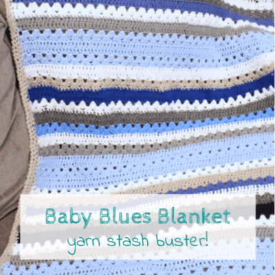 Using only supplies already in my stash, I created my Baby Blues Blanket using two simple stitches and lots of color, the perfect baby gift! Plus more craft destash ideas. www.domesticdeadline.com