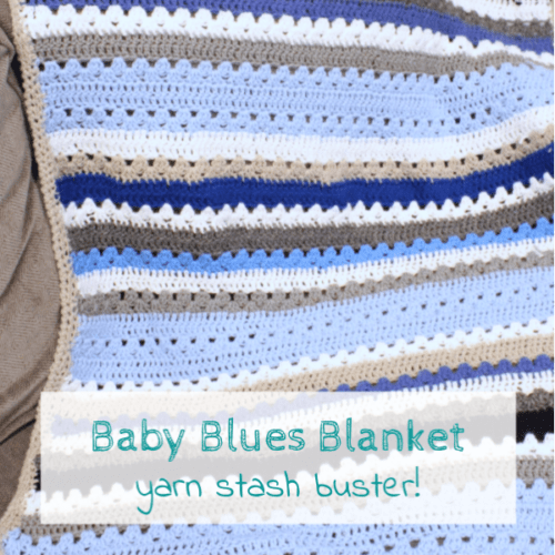 Using only supplies already in my stash, I created my Baby Blues Blanket using two simple stitches and lots of color, the perfect baby gift! Plus more craft destash ideas. www.domesticdeadline.com
