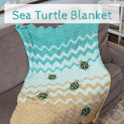 Using a ripple afgan and a "granny square" inspired turtle I created my version of a crocheted sea turtle blanket for the pinterest challenge. www.domesticdeadline.com