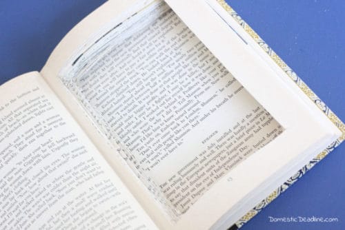 Learn how easy it is to turn a beautiful old book into a secret hiding spot. Old Reader's Digest books are beautiful to display and store something inside! DomesticDeadline.com