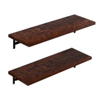 AUXLEY Wall Mounted Floating Shelves Rustic Wood Wall Storage Shelves for Bathroom, Kitchen, Bedroom and Office, L23.6 x W7.9, Walnut Brown, Set of 2 Brackets
