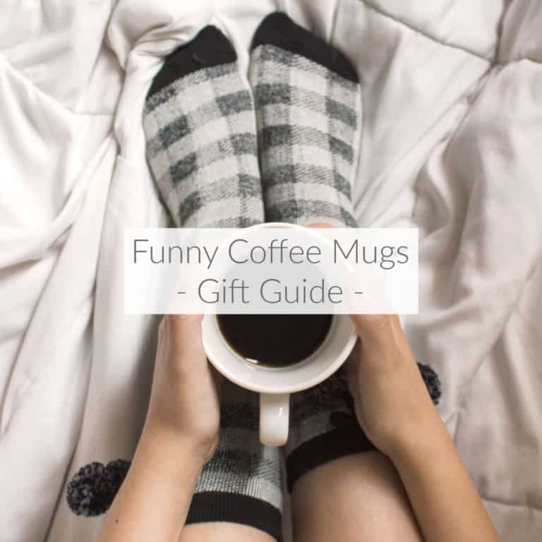 Looking for a fun gift to give a coffee lover on your shopping list? This gift guide is packed with funny coffee mugs for both home and travel. DomesticDeadline.com