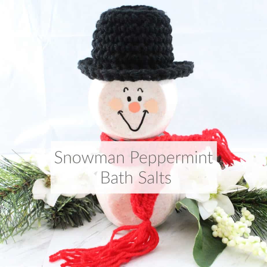 Learn how easy it is to make peppermint bath salts. Enjoy them for yourself or give them as gifts in an adorable DIY snowman jar. Easy for kids to do. DomesticDeadline.com