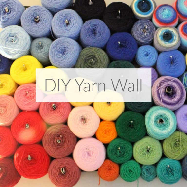 Learn my shortcuts to creating a huge yarn wall. Get your yarn stash out of bags and containers and be inspired by your beautiful yarn. DomesticDeadline.com