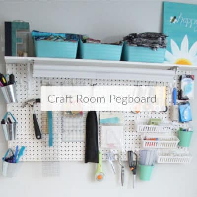 Learn how a pegboard can organize craft supplies making them easily accessible and clearing up horizontal space using vertical space. DomesticDeadline.com