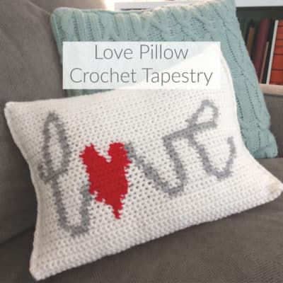 Learning to design graph patterns for crochet tapestry projects, starting with a Valentine's Day love pillow. Plus Valentine's Day craft link up DomesticDeadline.com
