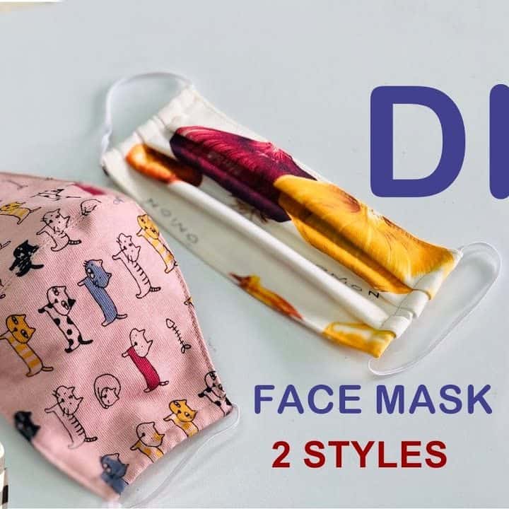Image for DIY FACE MASK 2 STYLES, free pattern download // วิธีทำผ้าปิดปาก หน้ากากป้องกันฝุ่น 2 สไตล์