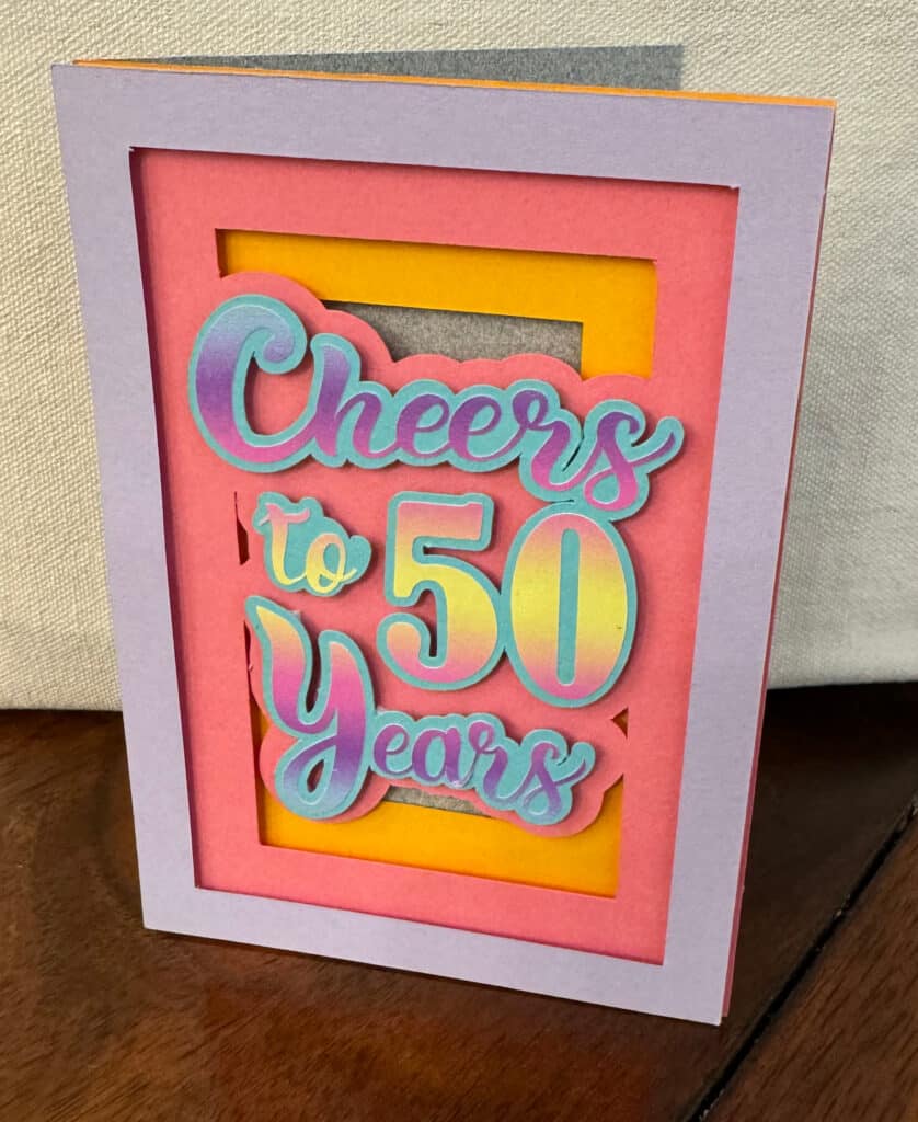 Colorful Cheers to  50 YEars Shadow Box Card