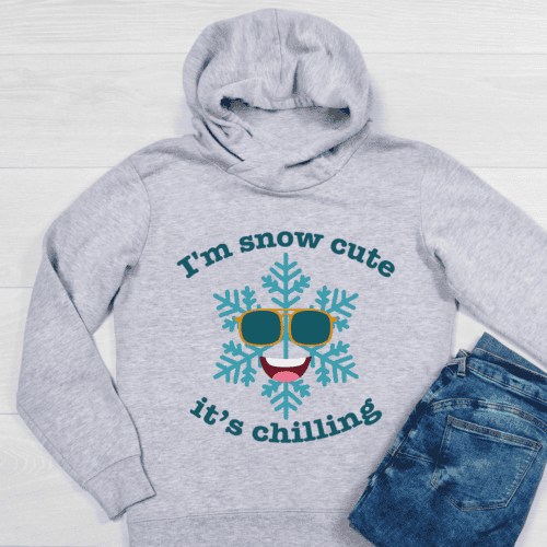 I'm snow cute It's Chilling FREE winter svg, a snowflake wearing sunglasses and a smile