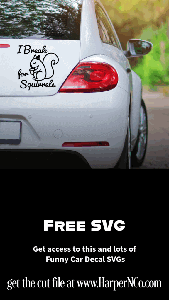 Free I Break for Squirrels car decal SVG for Cricut, Silhouette, and Juliette