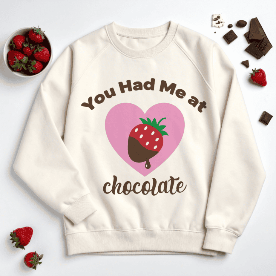 Free Chocolate SVG – “You Had Me at Chocolate” heart with chocolate-covered strawberry for Cricut and Silhouette 