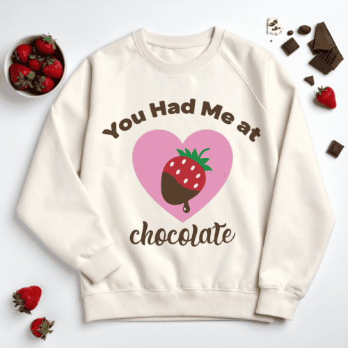 Free Chocolate SVG – “You Had Me at Chocolate” heart with chocolate-covered strawberry for Cricut and Silhouette