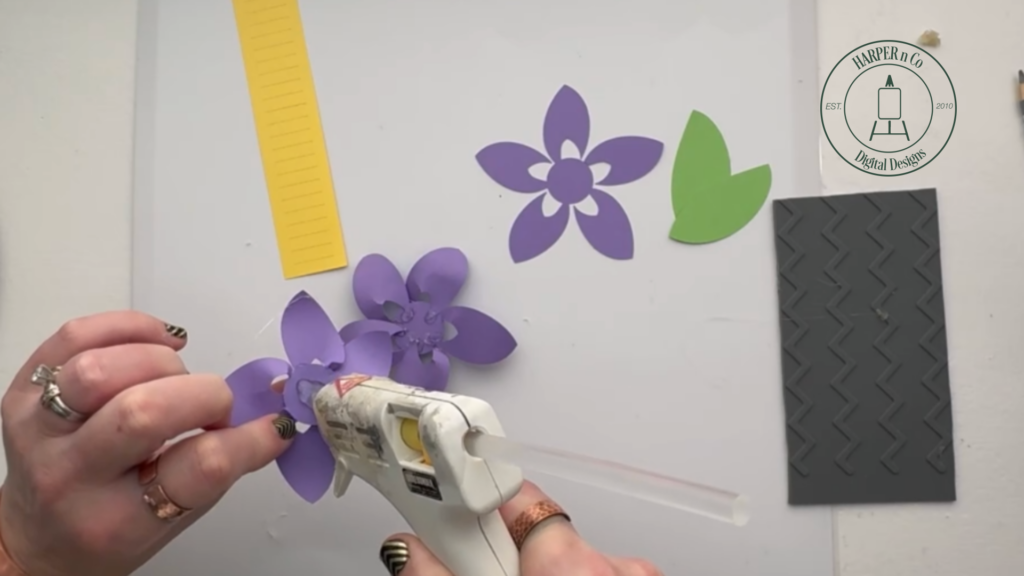 Offsetting the second layer inside a layered 3D paper flower for added dimension
