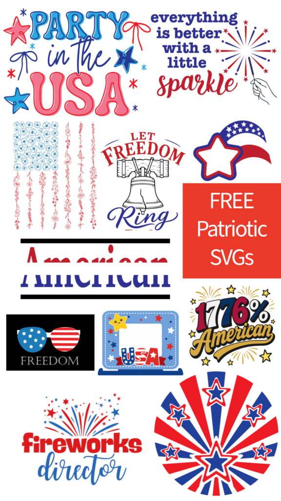 Free patriotic SVG files from the SVG Design Squad — multiple designs available to download for Cricut and Silhouette.