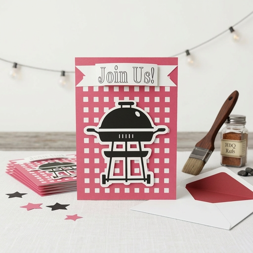 Summer party invitation card mockup made with Cricut